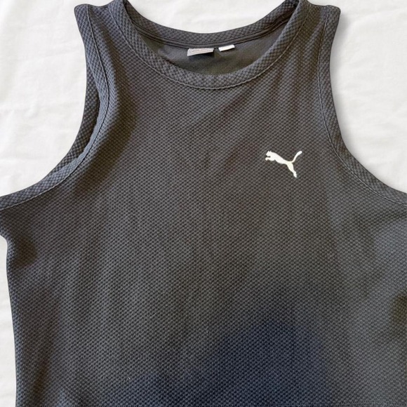 Puma Tops - Puma Womens Black Yoga Tank Top Textured Waffle Knit Crop Gym Shirt Large